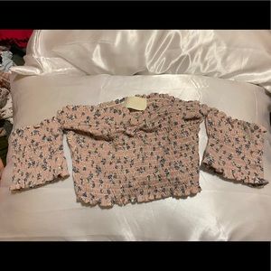 Pink floral crop top